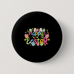 Happy Easter Day Cute Bunny Ears And Easter Egg Hu 6 Cm Round Badge