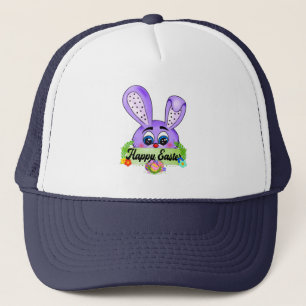 Happy Easter Day, Cute Bunny Ears Cartoon Trucker Hat