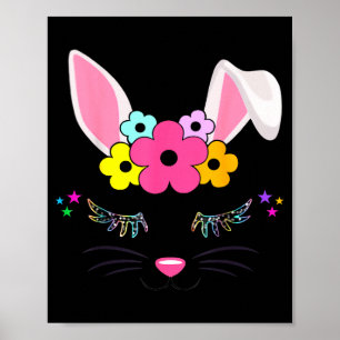 Happy easter day cute bunny face christian girlsHa Poster