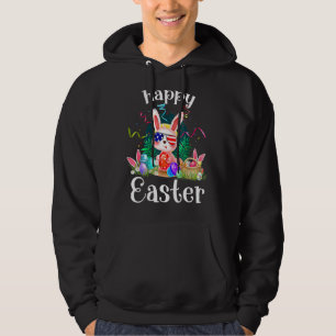 Happy Easter Day Cute Bunny Face Sunglasses Americ Hoodie