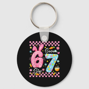 Happy Easter Day Cute Bunny Girls Easter Six Seven Key Ring