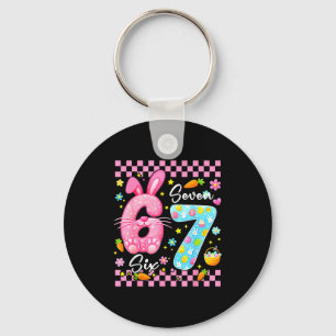 Happy easter day cute bunny girls easter six seven key ring