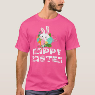 Happy Easter Day Cute Bunny Hunting Chocolate Eggs T-Shirt