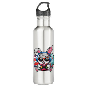 Happy Easter Day Cute Bunny Playing Video Game Kid 710 Ml Water Bottle