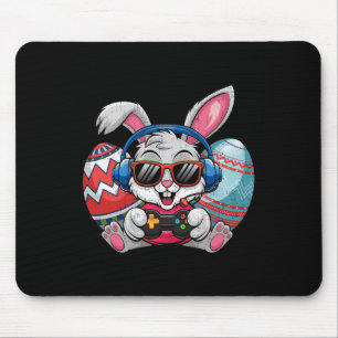 Happy Easter Day Cute Bunny Playing Video Game Kid Mouse Pad