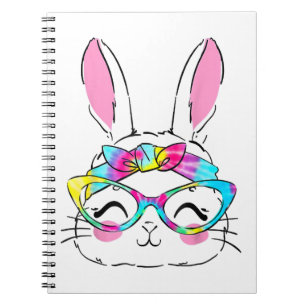 Happy Easter Day Cute Bunny Rabbit Face Tie Dye Notebook