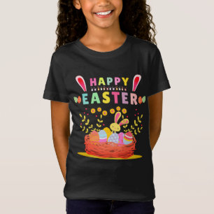 Happy Easter Day Cute Bunny With Eggs - Easter T-Shirt