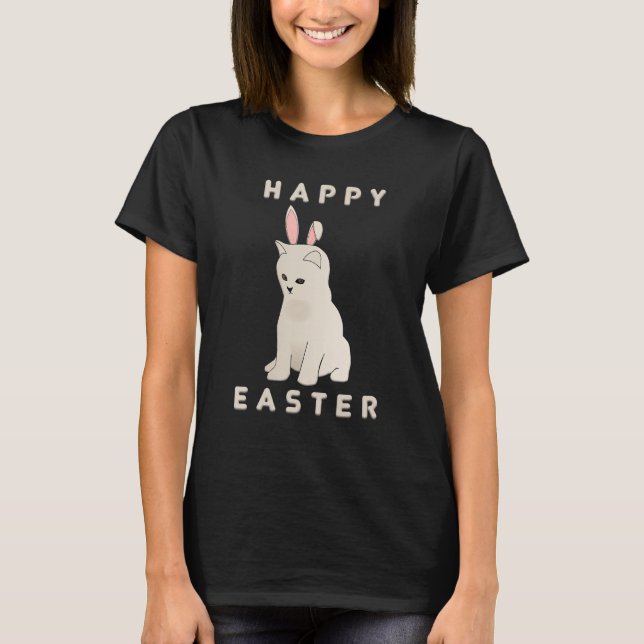 Happy Easter Day Cute Cat Easter Day T-Shirt (Front)