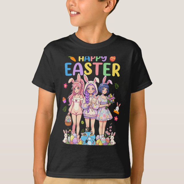 Happy Easter Day Cute Chibi Kpop Funny T-Shirt (Front)