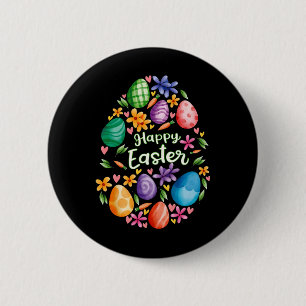 Happy Easter Day Cute Colourful Egg Hunting Women  6 Cm Round Badge
