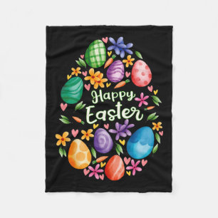 Happy Easter Day Cute Colourful Egg Hunting Women  Fleece Blanket