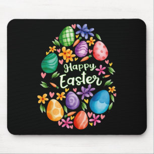 Happy Easter Day Cute Colourful Egg Hunting Women  Mouse Pad