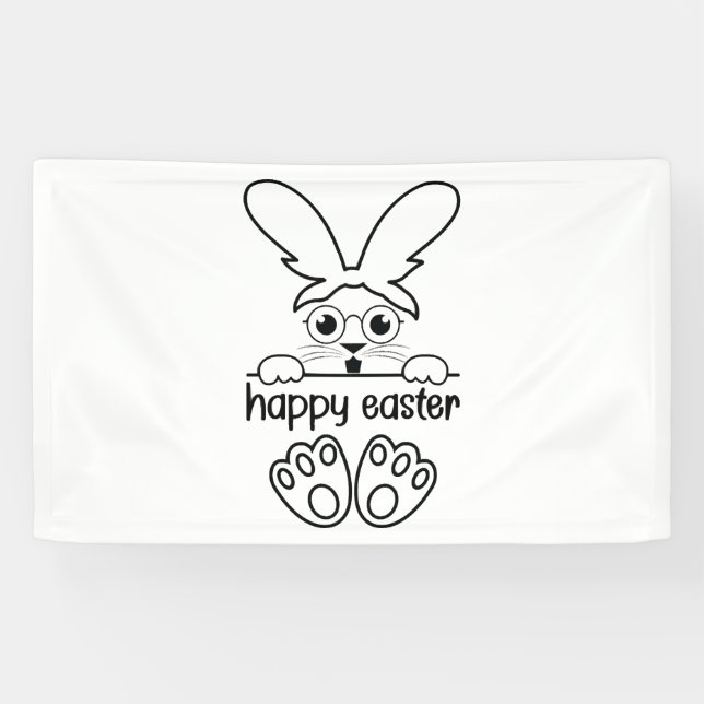 Happy Easter Day- Cute Easter Rabbit Banner (Horizontal)