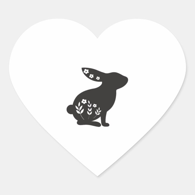 Happy Easter Day- Cute Easter Rabbit Heart Sticker (Front)