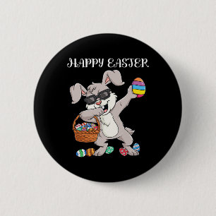 Happy Easter Day Dabbing Rabbit Eggs Toddler Boys  6 Cm Round Badge