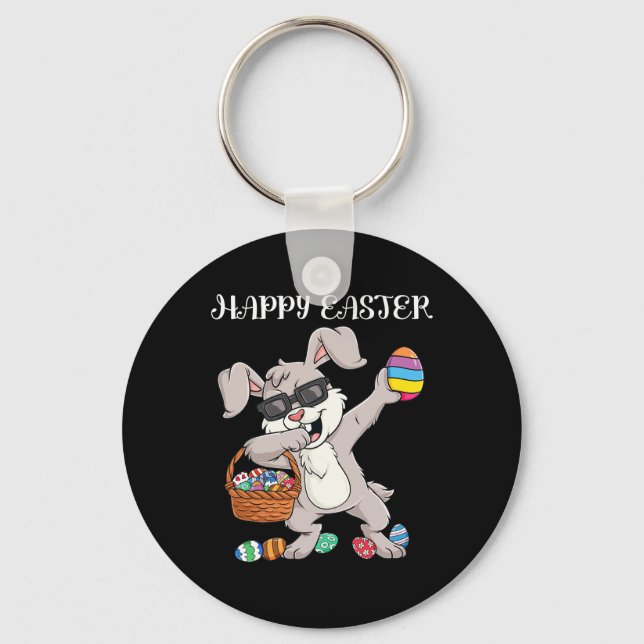 Happy Easter Day Dabbing Rabbit Eggs Toddler Boys  Key Ring (Front)