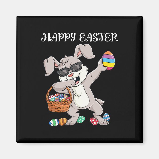 Happy Easter Day Dabbing Rabbit Eggs Toddler Boys  Magnet (Front)