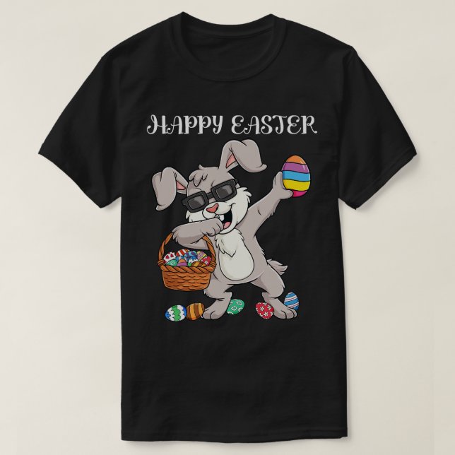 Happy Easter Day Dabbing Rabbit Eggs Toddler Girls T-Shirt (Design Front)