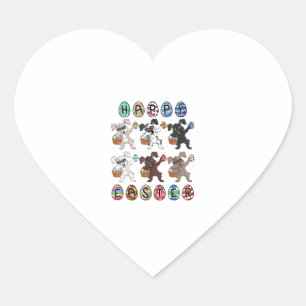 Happy Easter Day Dabbing Rabbits Eggs Toddler Boys Heart Sticker