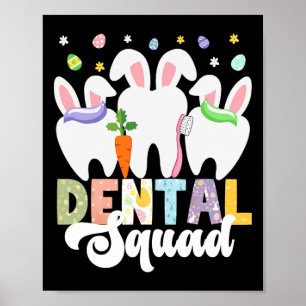 Happy Easter Day Dentist Egg Hunting Bunny Dental Poster