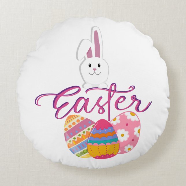 HAPPY EASTER DAY DESIGN ROUND CUSHION (Front)