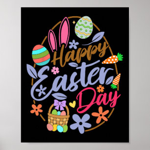 Happy Easter Day Easter Eggs Easter Bunnies Women  Poster