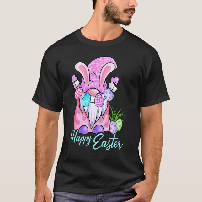 Happy Easter Day Easter Gnome Egg Hunting Basket C T-Shirt (Front)