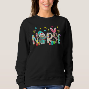 Happy Easter Day Easter Leopard Decor Bunny Ears N Sweatshirt