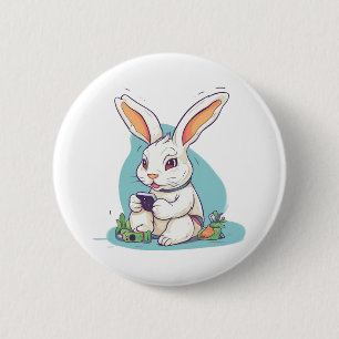 Happy Easter Day Egg Bunny Funny Gamer Boys Kids 6 Cm Round Badge