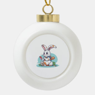 Happy Easter Day Egg Bunny Funny Gamer Boys Kids   Ceramic Ball Christmas Ornament