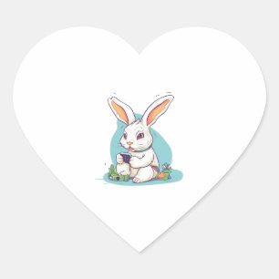 Happy Easter Day Egg Bunny Funny Gamer Boys Kids   Heart Sticker