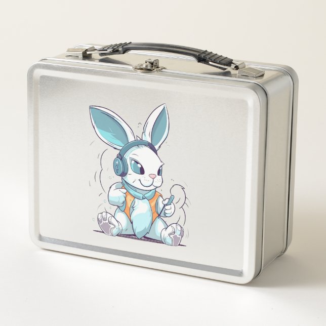 Happy Easter Day Egg Bunny Funny Gamer Boys Kids Metal Lunch Box (Front)