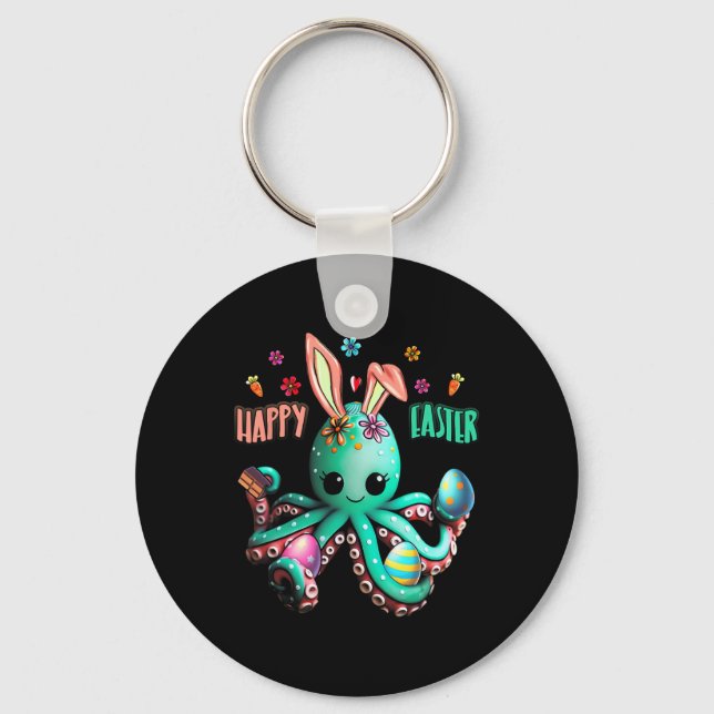 Happy Easter Day Egg Hunt Prizes Octopus With Bunn Key Ring (Front)