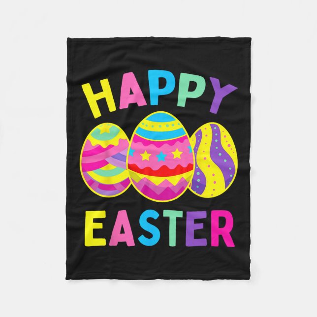 Happy Easter Day Egg Hunting Easter Bunny  Fleece Blanket (Front)