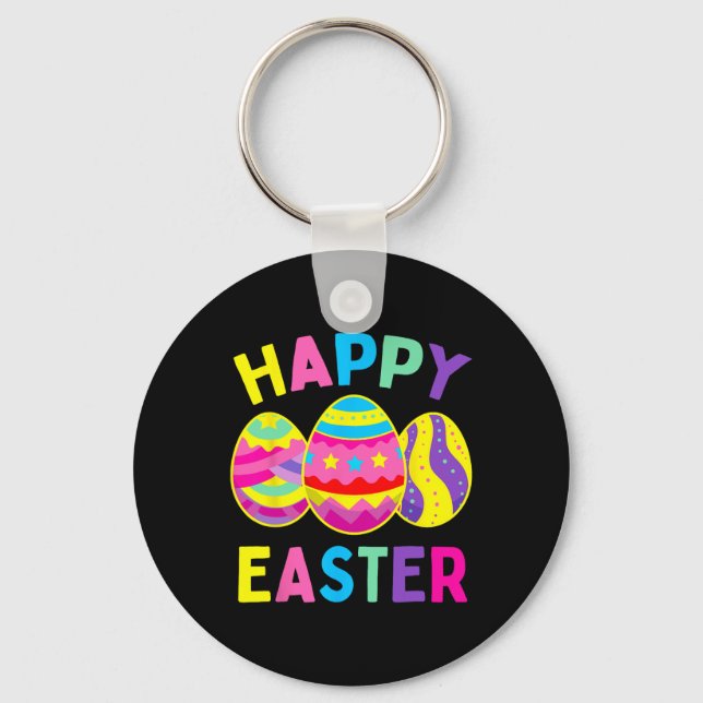 Happy Easter Day Egg Hunting Easter Bunny  Key Ring (Front)