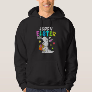 Happy Easter Day Eggs Basket Bunny T Rex Dinosaur Hoodie