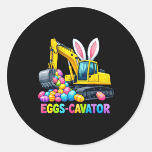 Happy Easter Day Eggs Cavator Construction Vehicle Classic Round Sticker