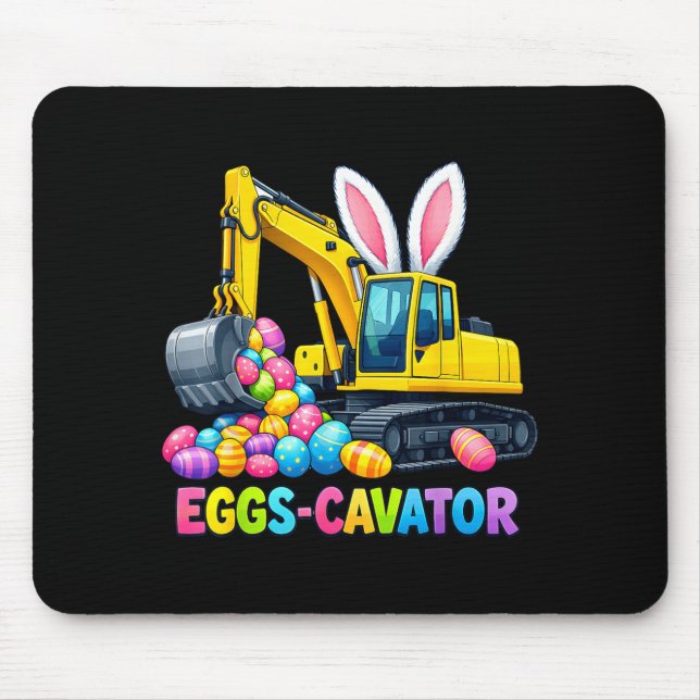 Happy Easter Day Eggs Cavator Construction Vehicle Mouse Pad (Front)
