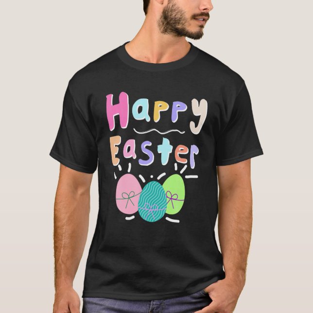 Happy Easter Day Eggs Christian T-Shirt (Front)