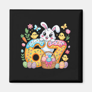 Happy easter day funny 67 bunny six seven girl kid magnet