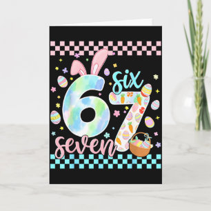 Happy Easter Day Funny 67 Six Seven Bunny Eggs Boy Card