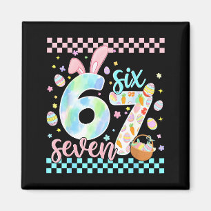 Happy easter day funny 67 six seven bunny eggs boy magnet