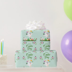 Happy Easter day- Funny Bunny And Eggs Easter Wrapping Paper