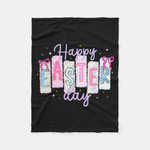 Happy Easter Day Funny Bunny Rabbit Lovers Eggs Co Fleece Blanket