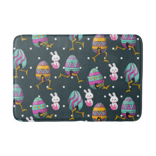Happy Easter day- Funny Bunny Wishes Pattern    Bath Mat