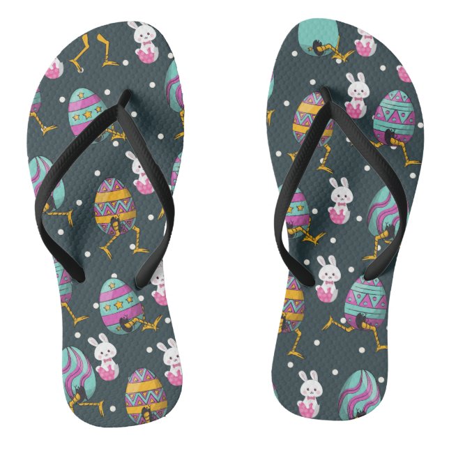 Happy Easter day- Funny Bunny Wishes Pattern       Jandals (Footbed)