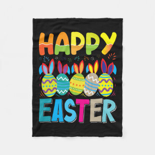 Happy Easter Day Funny Colourful Egg Hunting  Fleece Blanket