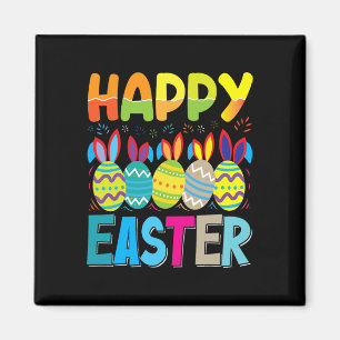 Happy Easter Day Funny Colourful Egg Hunting  Magnet