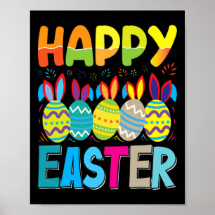 Happy Easter Day Funny Colourful Egg Hunting  Poster