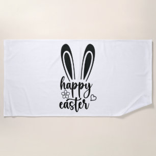 Happy Easter Day Funny Eggs Rabbit Funny T-shirt   Beach Towel